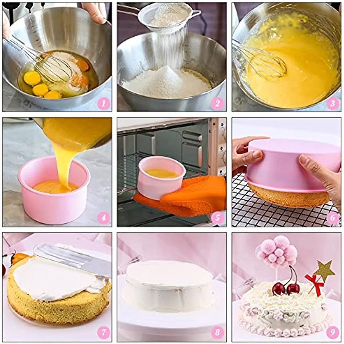 4 6 8 Molde redondo de 10 pulgadas Silicona Partita pequeña para hornear mousse Molde de fondant cilíndrico para pastelería Jelly al por mayor