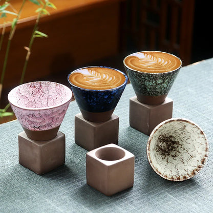 Japanese-style Ceramic Kiln Cup Home Art Decorative Ceramic Cup Creative Retro Cone Ceramic Coffee Cup Latte Porcelain Cup 200ML