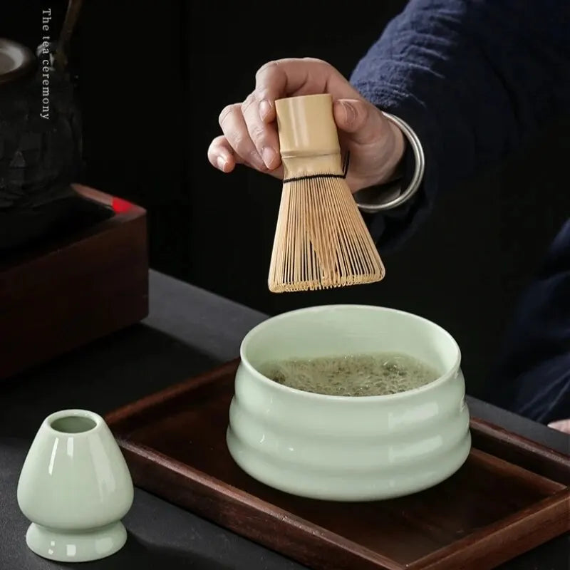 4pcs japoneses Matcha Conjunto seguro de bambu seguro colher de chá de chá conjuntos