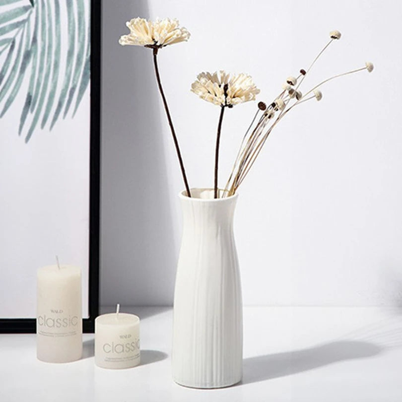 Plastic Vases Concise Imitation Ceramic Flowers Pots Wedding Home Garden Table DIY Gifts Bonsai Festival Party Courtyard Decor