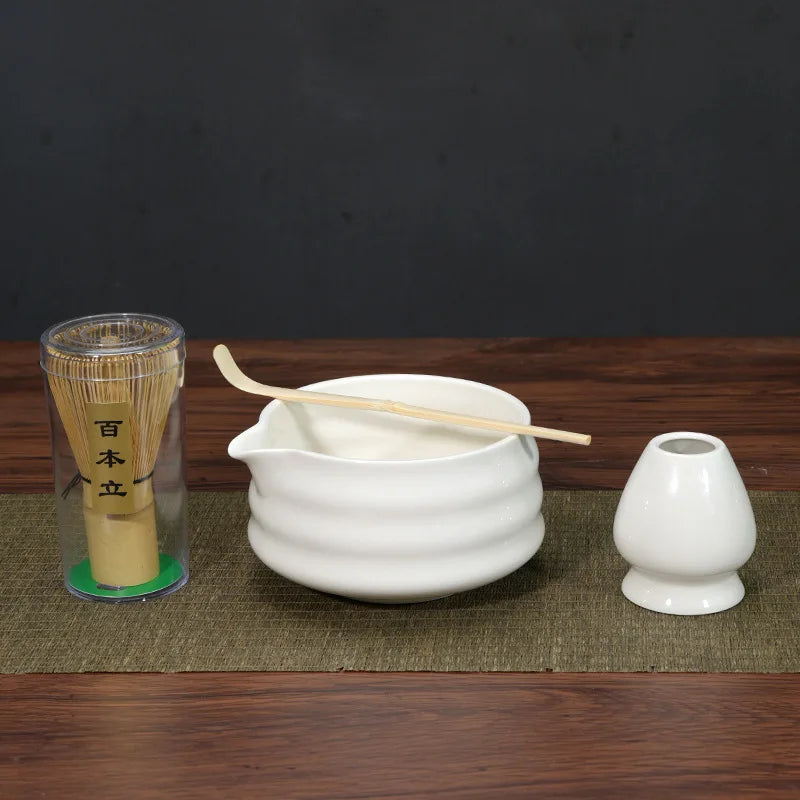 1/4/5pcs set Ceramic Matcha Bowl Large Capacity Smooth Matcha Whisk Stand High Temperature Resistant Tea Salad Soup Bowl