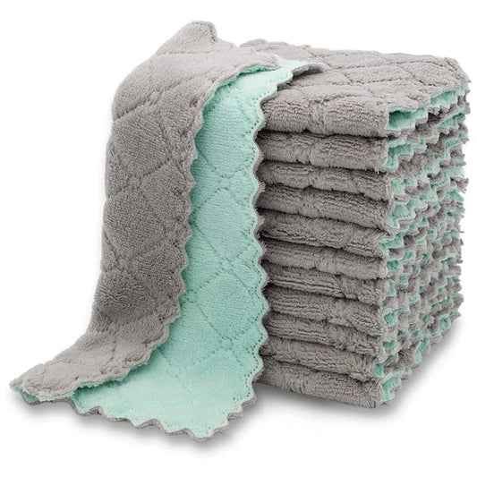 10Pcs Color Random Kitchen Cloth Dish Towels Super Absorbent Coral Dishtowels Nonstick Oil Washable Fast Drying