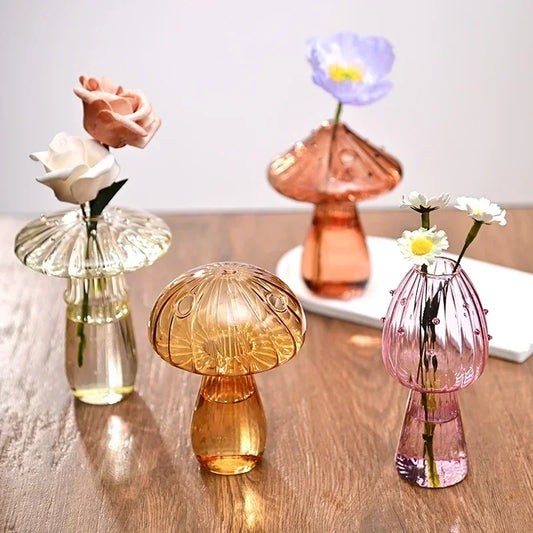 Mushroom Vase Glass blomstervaser Transparent blomsterflaskevase for dekorasjon Vase for blomster Hydroponics Plant Pot Room Decor