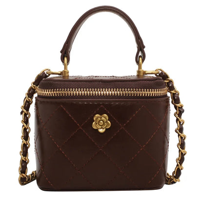 Small  Shoulder Bucket Bag For Women Classic Mini Clutches Female Small Square Box Crossbody Metal Chain Handbag