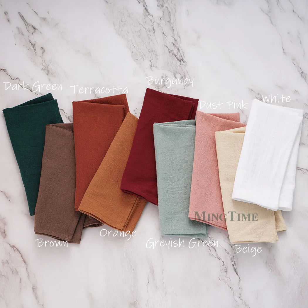 12pcs Napkins 40X40CM Plain Washed Cotton Tea Towel Dining Place Mats Wedding Party Christmas Linen Kitchen Cloths Table Decor