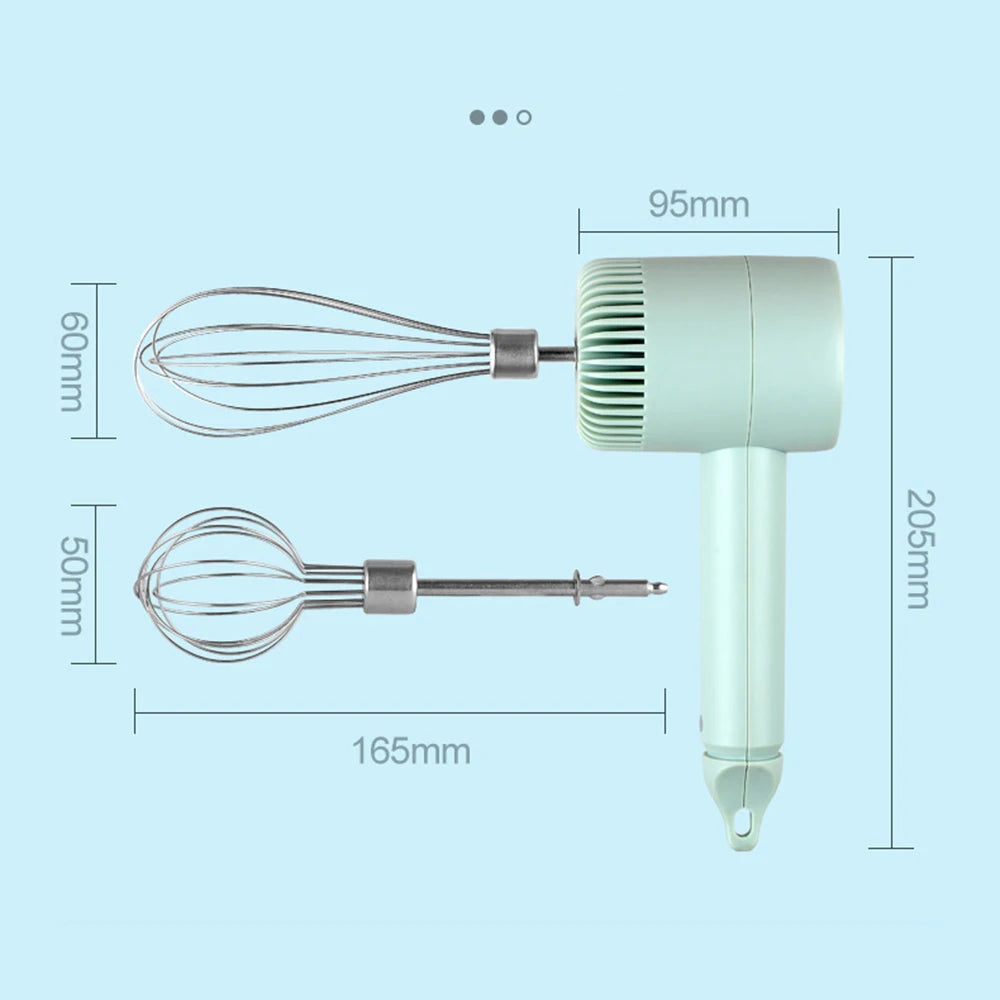 USB Electric Food Mixer trådløs håndblender bærbar hvidløgsknuser 3 hastigheder dej fløde æg pisker bage masher køkkenværktøj