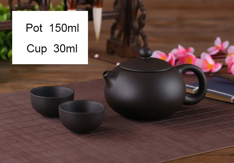 Yixing Purple Clay Small Tea Set inkluderer 1 potte 2 kopper, Xishi Pot Tea Ceremony, Zisha Ceramic Pottery Teacup, China Kung Fu Tea Set