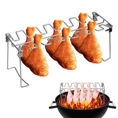 BBQ Stainless Steel Barbecue Chicken Wing and Leg Rack Beef Chicken Wing Leg Grill Barbecue Cooking Drumstick Oven Roaster Stand