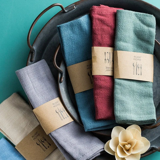 1PC Cotton Linen Thicken Colorful Cloth Napkins,Reusable Fabric Placemat,for Kitchen Dining Hotel Restaurant Serving Table Decor