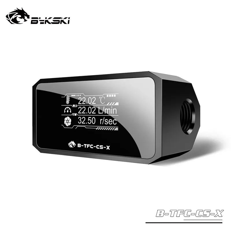 Bykski B-TFC-CS-X PC Liquide Liquide Flux Meter Termometru Termometru Temperat 3 în 1 Monitor de răcire a apei Digital OLED DIGITAL