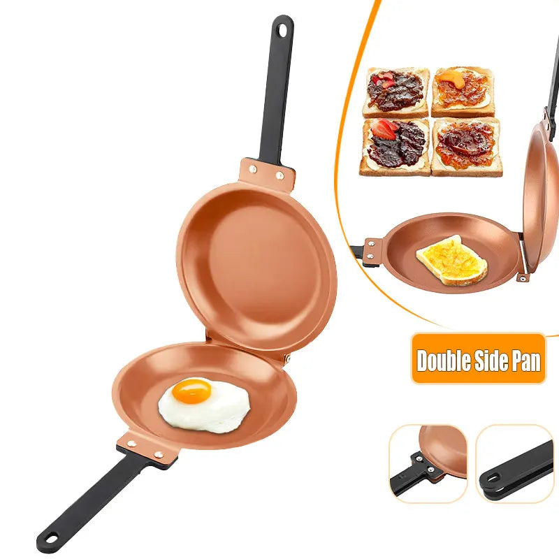 Duebel Säit pancake pan net-stick Keramik Cover Flip frittéiert Pan frittéiert Ee Pancake Makring Grouskëscht