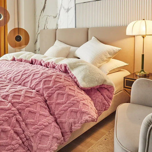 Dual Use Artificial Cashmere Duvet Cover Winter Warm Plush Quilt Cover Blanket Warmth Double-sided Fleece Comforter Covers Soft