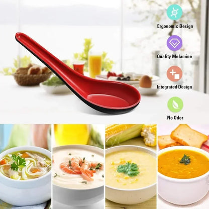 12/1PCS Mighty Porcelain Anti-Shock Spoon Japanese Rice Scoops Dumpling Porridge Soup Spoon Restaurant Kitchen Tableware Cutlery