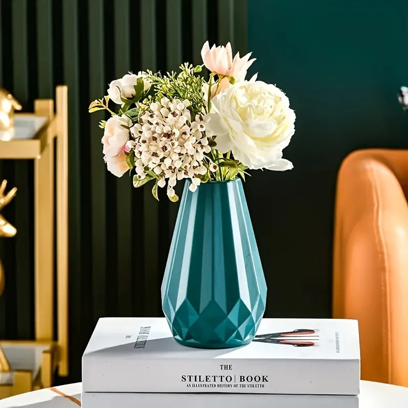 1pc Geometrical Plastic Flower Vase For Room Decor And Home Plastic, Round, Decorative Container for Decoration