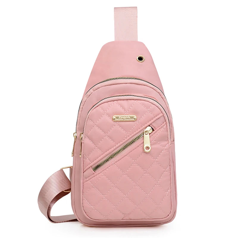 Neutral style backpack for men and women, with multiple color slanted fabric and nylon material. Suitable for travel.