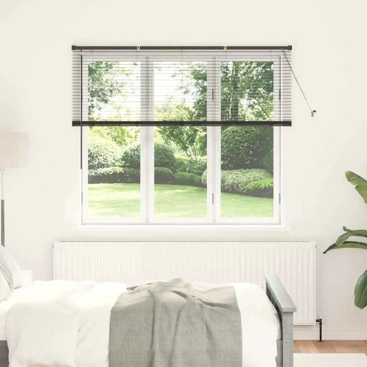 Black Aluminum Window Blinds with Curtains Elegant Home Decor Adjustable Light Control