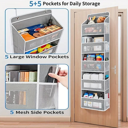 5-Shelf Hanging Storage Organizer - Behind Door, Anti-Tilt, 5 Large Capacity Pockets, Hanging Bag Suitable For Bedroom, Bathroom