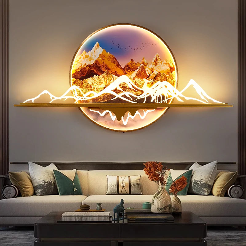 OUFULA Modern Picture Wall Light LED Chinese Creative Landscape Mural Lamp For Home Living Room Study Bedroom Decor