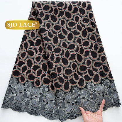 SJD LACE Swiss Voile African Cotton Lace Fabric 2025 High Quality 5 Yards Nigerian Cotton Lace for Sewing Women Party Dress 4460