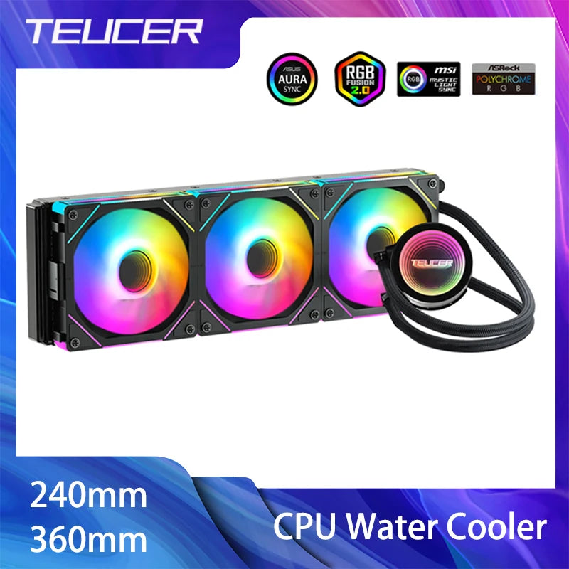 Teucer CPU Water Cooler com ventilador JM-1, tudo em um radiador resfriado a água de 240 mm/360 mm da CPU para a placa-mãe x99