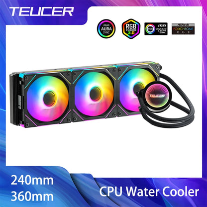 TEUCER CPU Water Cooler With JM-1 Fan All In One CPU Liquid Cooling 240mm/360mm ARGB Water-Cooled Radiator for X99 Motherboard