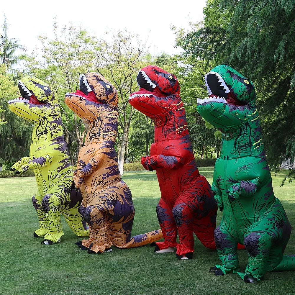 Adulto engraçado vestido de corpo inteiro cosplay t-rex dinossauro traje inflável para homens homens halloween party dino performance trajes