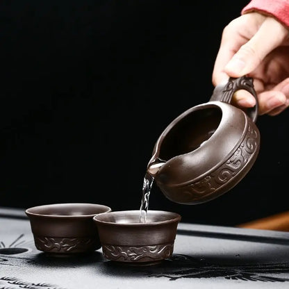 High Quality Ceramic Lazy Man Style Automatic Rotating Insulation Tea Set Suitable for Home  Making
