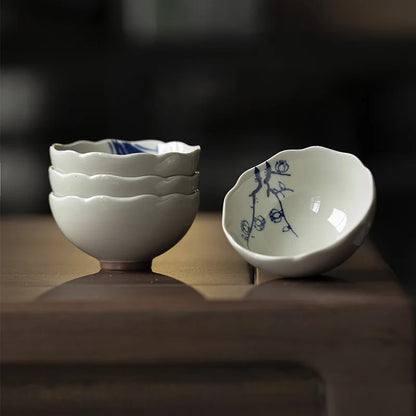 Antique Mud Master Cups Floral Teacups Household Small Tasting Cup Chinese Kung Fu Tea Set Pu Er Drinkware Teaware Tea Ceremony