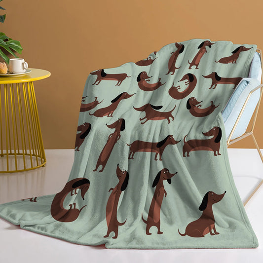 The Dachshund Pose Blanket Printed Throw Blanket Plush Fluffy Flannel Fleece Blanket Soft Throws for Sofa Couch and Bed