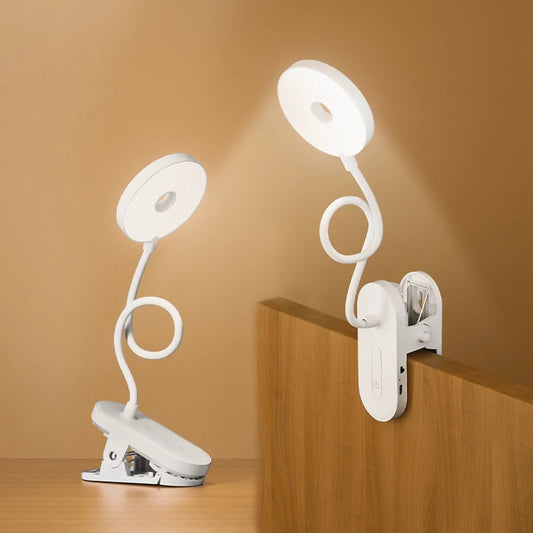 Clip-On Desk Lamp Portable LED Desk Lamp Desktop Book Lamp Timed Stepless Dimming 1200 Mah Eye Protection Reading Study Lamp