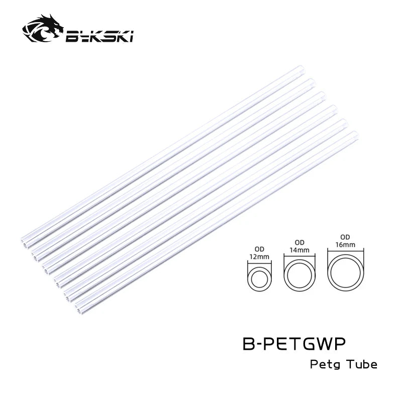 Bykski 6pcs / lote tubería de enfriamiento de agua PETG / PMMA / tubo duro acrílico esbelto OD12 mm / OD14 mm / OD16 mm Transperante de 50 cm de longitud