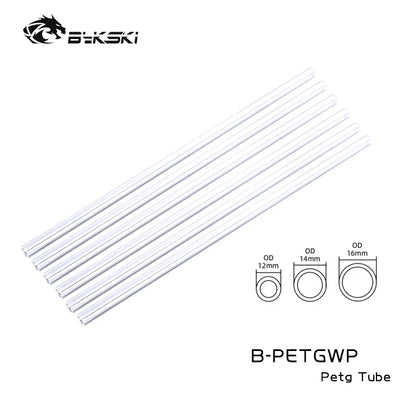 Bykski 6pcs / лоты водяной охлаждающей труба Petg / PMMA / матовая акриловая труба с твердой трубкой OD12 мм / OD14 мм / OD16 мм Трансперанная 50 см длины