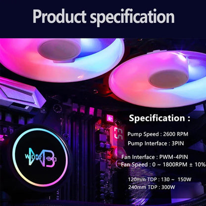 WOVIBO CPU Kühler flüssiger Wasserkühlungslüfter Ventilador RGB Argb für Intel LGA 1150 1151 1155 1200 1700 2011 AMD AM3 AM4 Kühler