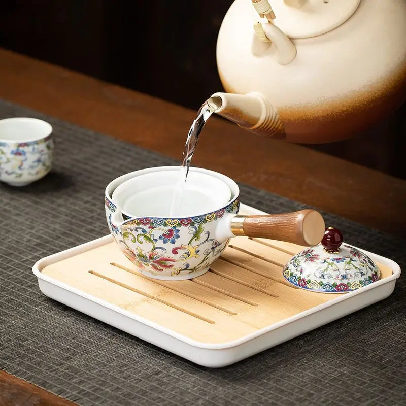 Chinese Kung Fu Ceramic Tea Set Portable 360 Rotation Teapot Travel Tea Set Creative Household Teacup Teaware Sets Gift Box