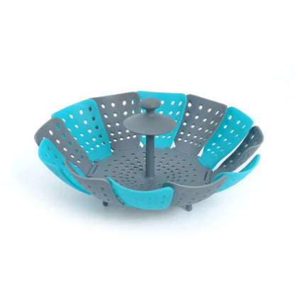 Kachware Plastik Steaming Iesse Kuerf Mesh Silicone Tracet Dampfer klappt Food Geméis Damp Kachkolléierbar Dampf