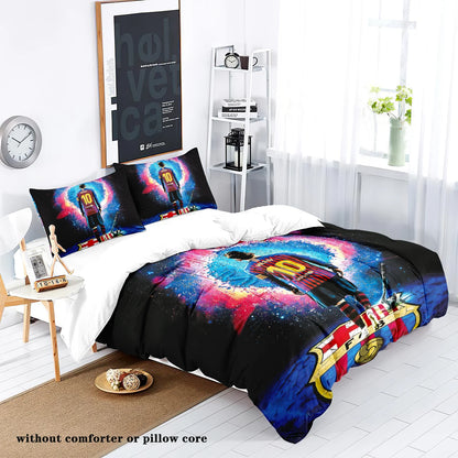 3-piece football star collection (1 down duvet cover+2 pillowcases, no core), personalized bedroom room bedding set