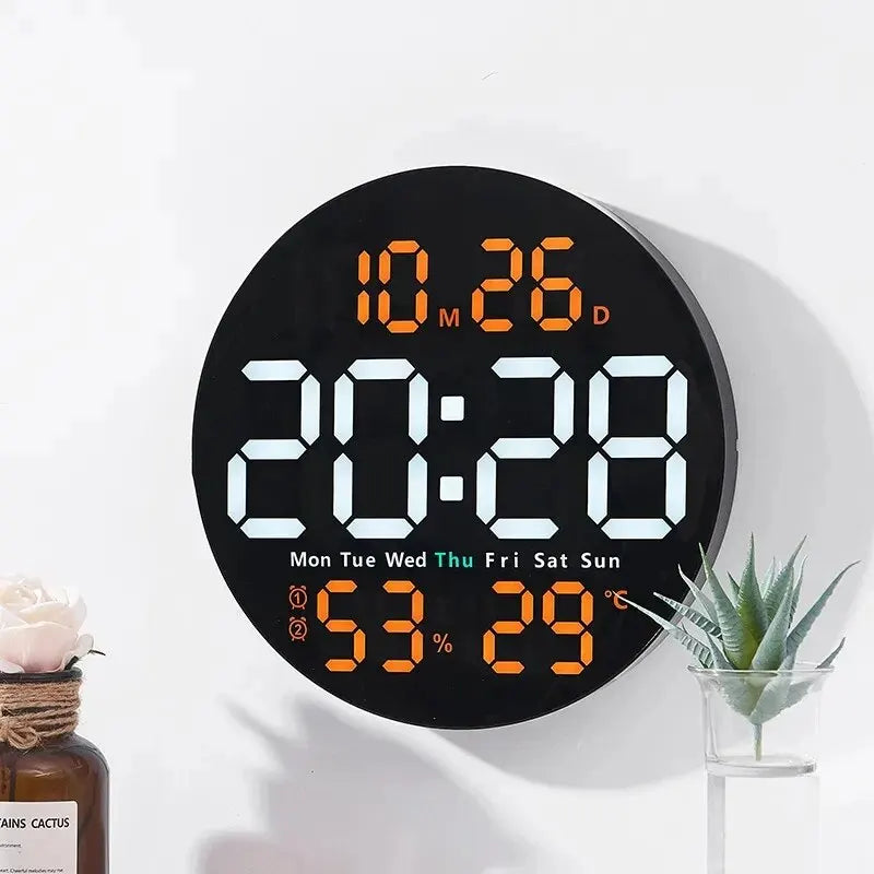 10inch LED Large Digital Wall Clock with Remote Control Temperature Humidity Date Week Display Countdown Timing Clock Home Decor