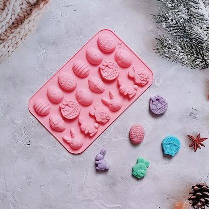 Easter Silicone Mold Cake Chocolate Cookie Baking Mould Rabbit Colored Holiday Decoration Kitchen Bakeware