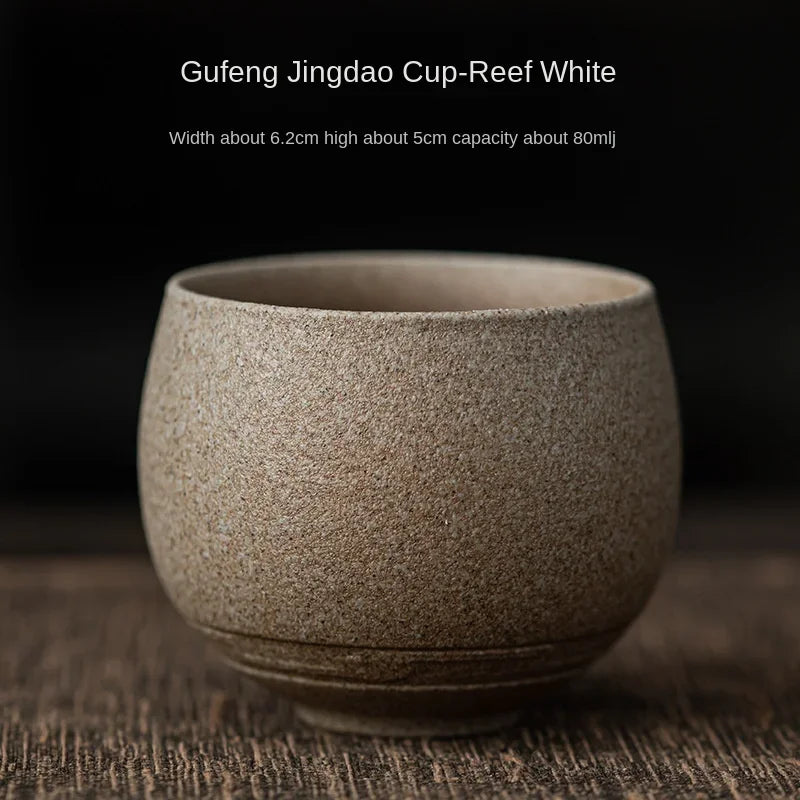 Japanese Style Handmade Stoneware Tea Cup Kung Fu Tea Set Tea Cup Small Single Cup Ancient Style Quiet Road Cup Bowl Teacup
