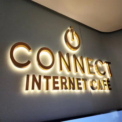 Custom Wall Logo Sign Business Metal Backlit Custom LED Channel Letter Light Sign of 3D Logo Led Illuminated Sign
