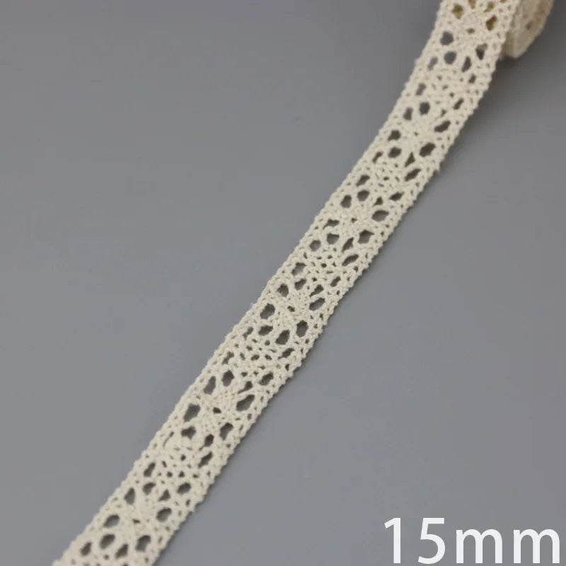 (5Meter/roll) White Beige Cotton Embroidered Lace Net Ribbons Fabric Trim DIY Sewing Handmade Craft Materials