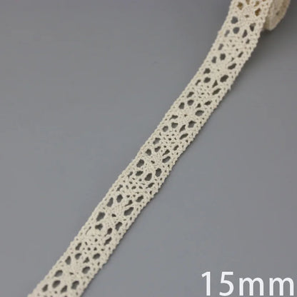 (5Meter/roll) White Beige Cotton Embroidered Lace Net Ribbons Fabric Trim DIY Sewing Handmade Craft Materials