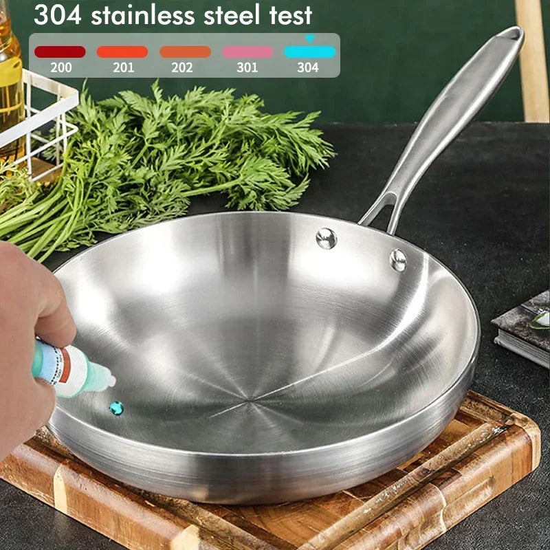 304 sartén de acero inoxidable, sartén antiadherente HOJA FRIADA COCINA COCINA COCINA CINTA PARA PARA PERSIDA DE GAS Y COABRA DE INDUCCIÓN