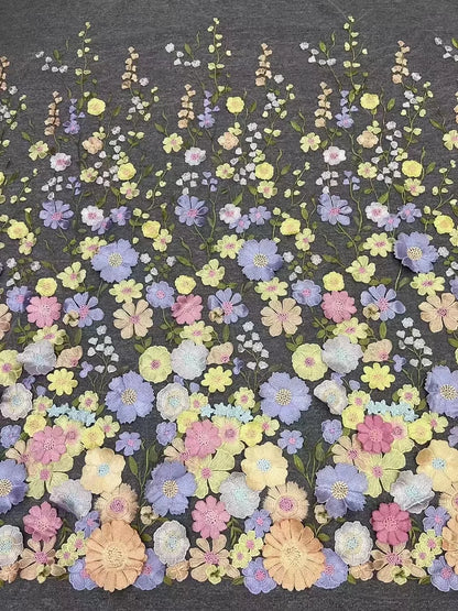16 Colors multicolor handmade 3D flower lace fabric colorful evening dress lace fabric fashion dress lace 130cm width fabric