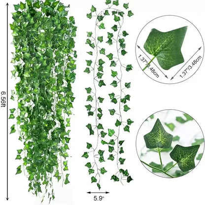 2.1M Green Ivy Leaf Hanging Vine Artificial Garland Silk Wall Plant Home Garden Decoration Wedding Party DIY Fake Wreath Leaves