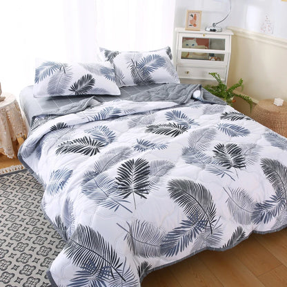 Daisy Printed Quilted Summer Quilt and Pillowcase or Single Quilts Soft Breathable Single Double Blanket Washable Thin Comforter