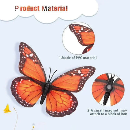 New 10Pcs 4.72 In Monarch Butterfly Decoration Stickers Fake Butterflies for Crafts Artificial Wall 3D Home Decor