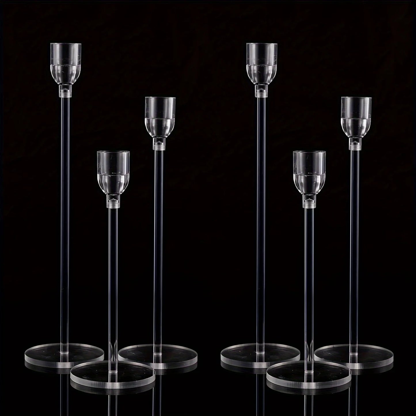 3pcs Clear Acrylic Candlestick Holder For Wedding Party Events Table Decoration Party Decor Party Supplies Holiday Decor Holiday