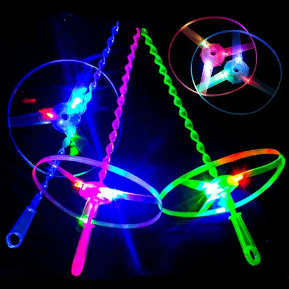 LED Luminous Bamboo Dragonfly Flying Saucers με ελαφρύ εξωτερικό νυχτερινό πυροβολισμό ελικόπτερα που πετούν Toys Kids Birthday Party