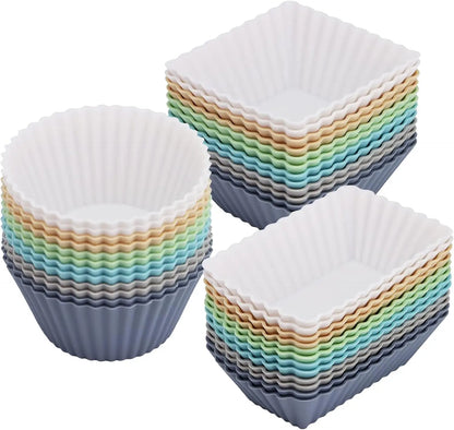 12pcs/Set Silicone Cake Mold Round Shaped Muffin Cupcake Baking Molds Kitchen Cooking Bakeware Maker DIY Cake Decorating Tools